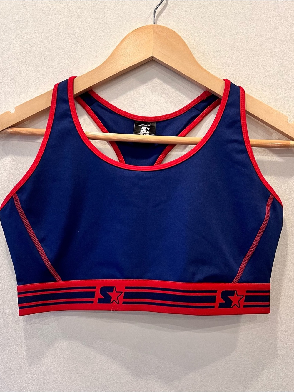 STARTER Racerback Sports Bra Red Trim Logo Detail No Padding L NWOT